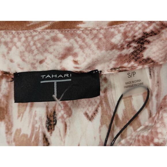Tahari Womens Brown Collared Button Up Long Sleeve Animal Print Blouse Size S8 - Picture 2 of 12